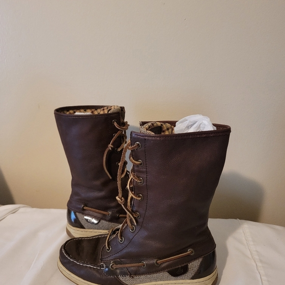Sperry Topsider brown lace up boots women's 7 - Picture 1 of 4